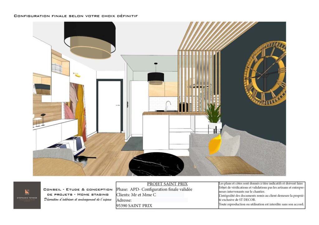 Projet Saint Prix - Appartement neuf : Aménagement du séjour (95390)
